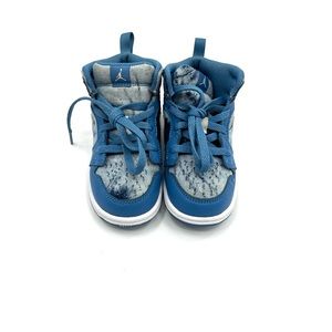 Air Jordan 1Mid Td Washed Denim ‘Dutch Blue/White’ Sneaker Preschool Size 8C